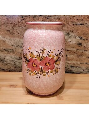 Rare Vintage Avallone Vietri Italy Pink floral vase